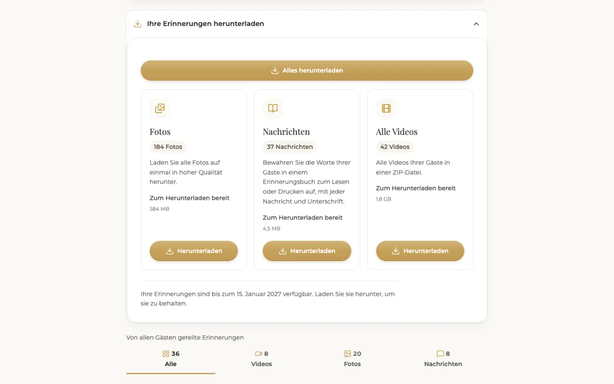 Download der Fotos, Nachrichten und Videos