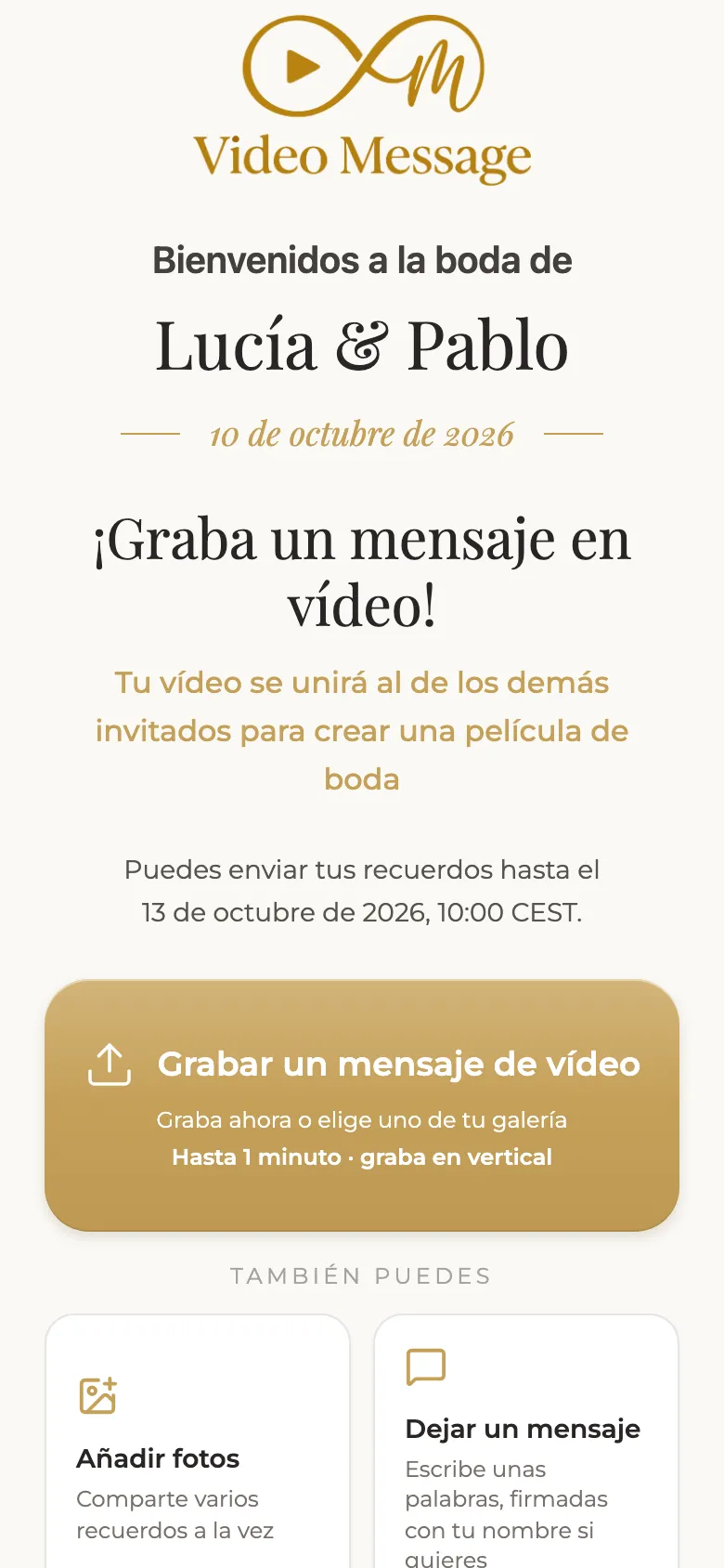Pantalla de inicio del invitado: vídeo, fotos o mensaje