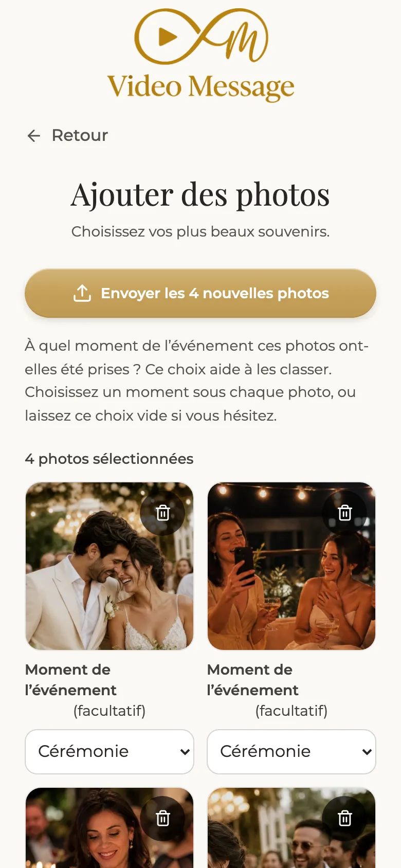 L'invité sélectionne plusieurs photos à envoyer