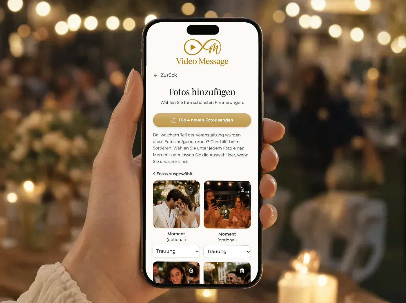 Bildschirm zum Hinzufügen von Fotos am Telefon