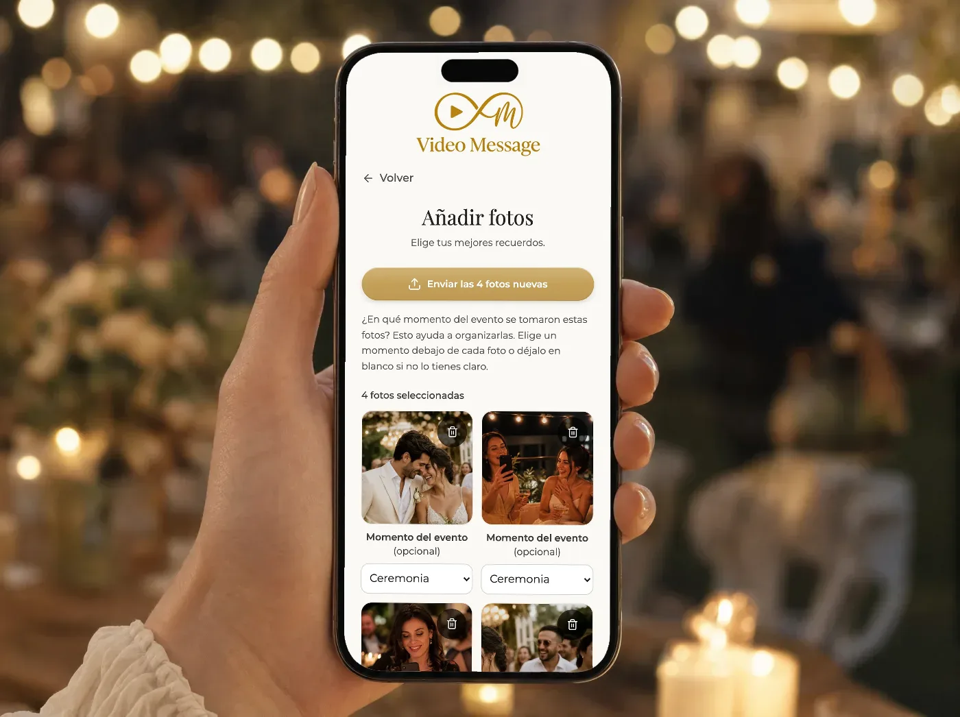 Pantalla para añadir fotos desde el móvil