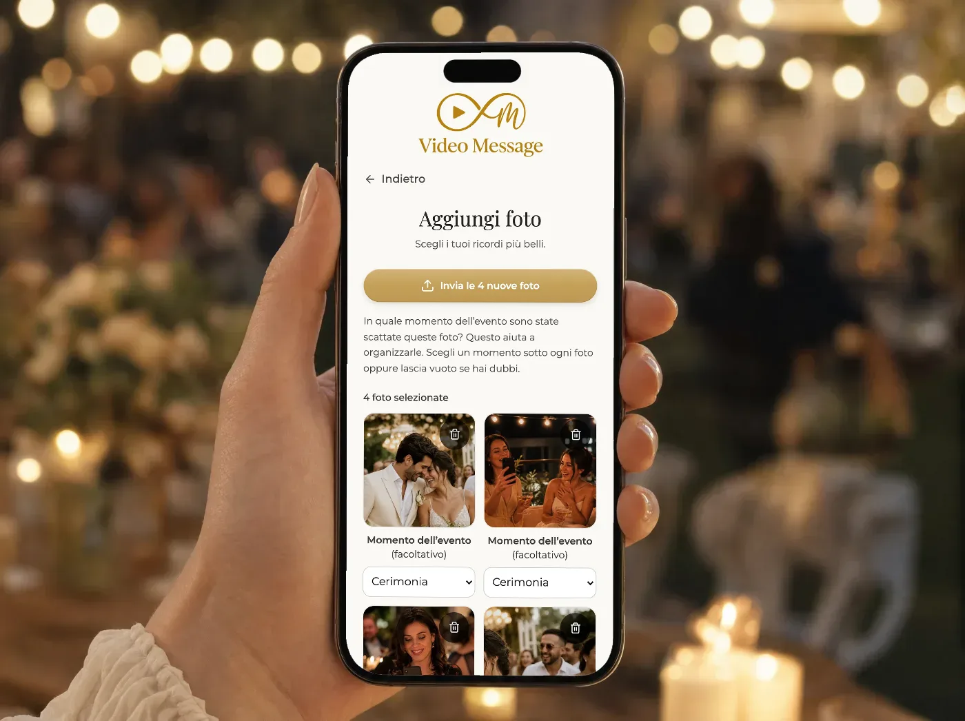 Schermata per aggiungere foto dal telefono