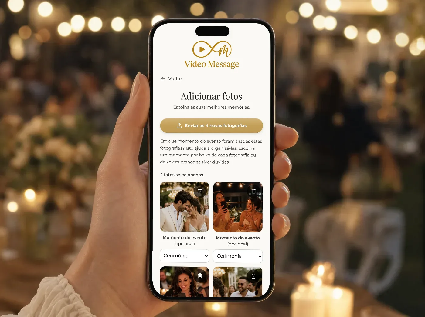 Ecrã para juntar fotografias a partir do telemóvel