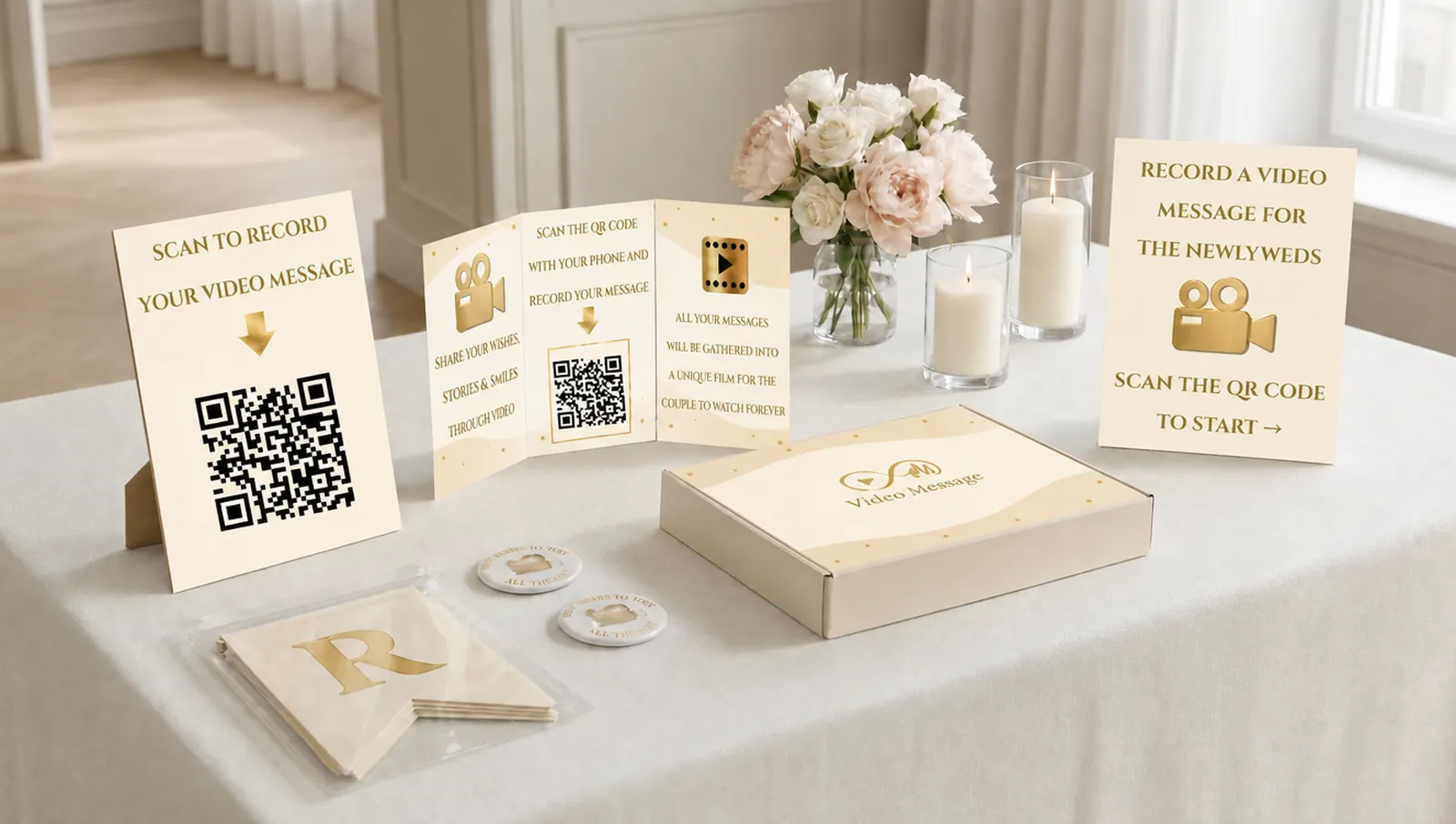 The boxed Video Message wedding guest book kit, available on Amazon