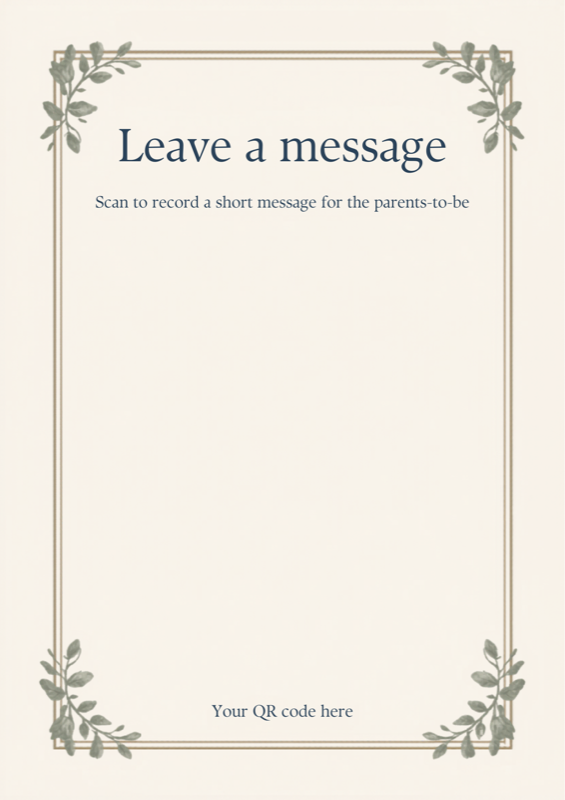 Baby Shower — Table card template