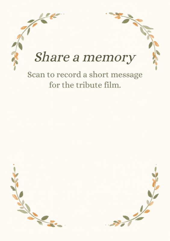 Celebration of Life — Table card template